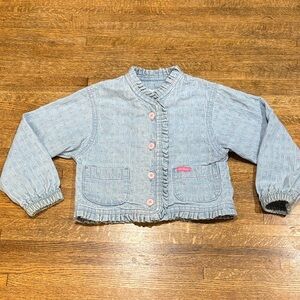 Vintage  OshKosh B'gosh Denim Jacket with Pink Flower Accents